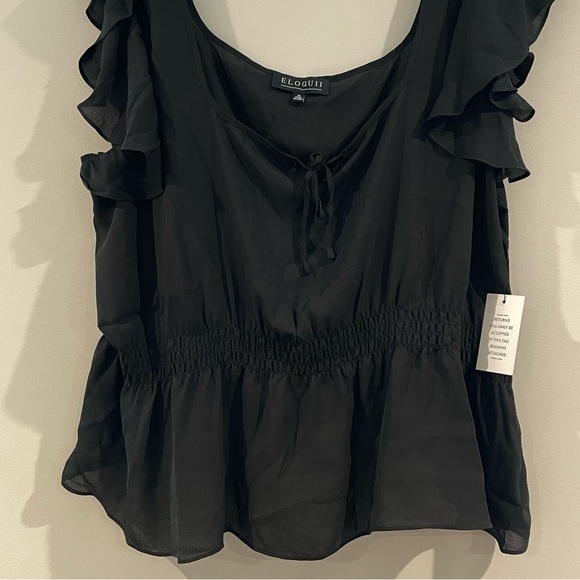 Eloquii Crop Top Peplum Peasant Blouse Plus Size 28W 5X Gothic Workwear/Office - Picture 3 of 6